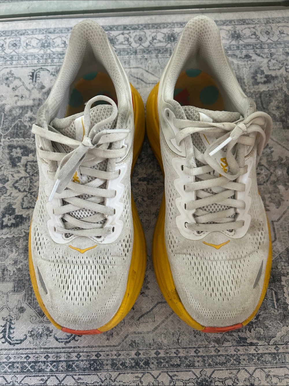 Hoka White and Yellow Running Shoes